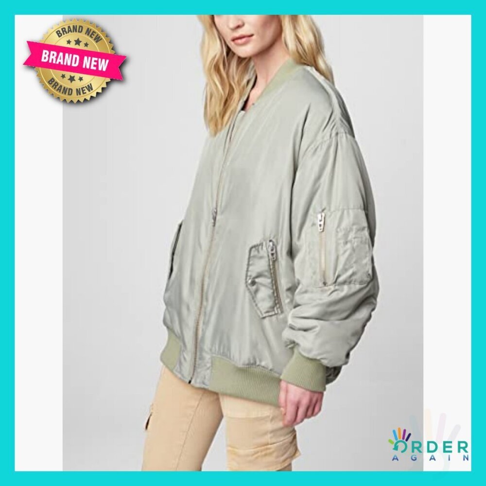 Long Nylon Bomber Jacket Oversized Relaxed Fit Y2K Chic Casual Outerwear - Picture 3 of 3